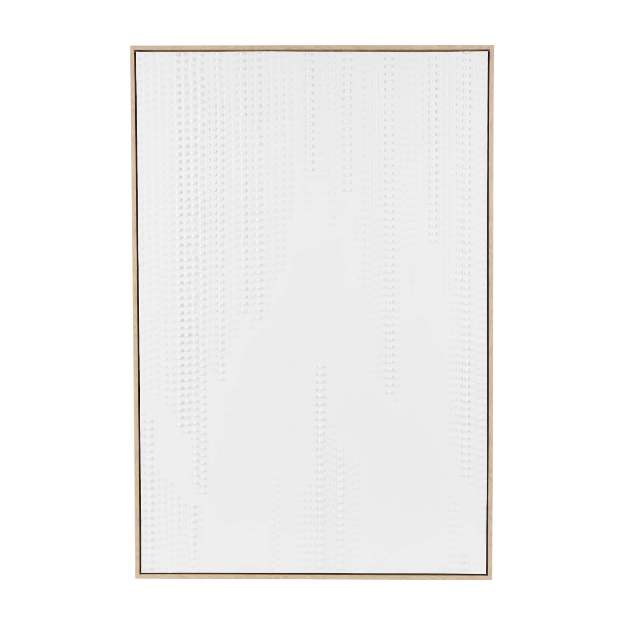 White wooden abstract dimensional dot home wall décor with brown wooden frame